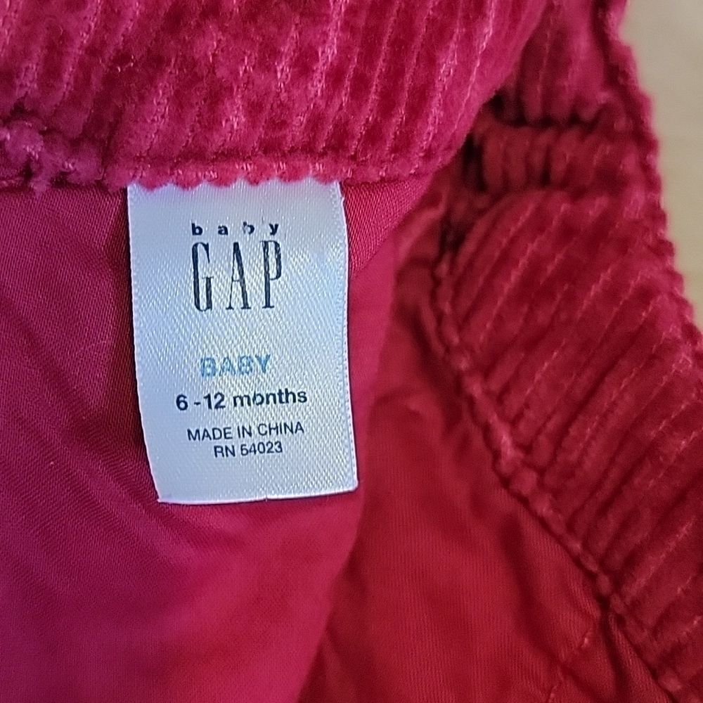 GAP 2-PIECE RED CORDUROY JUMPER DRESS WITH BLOOMERS, SIZE 6-12 MONTHS - Picture 8 of 11